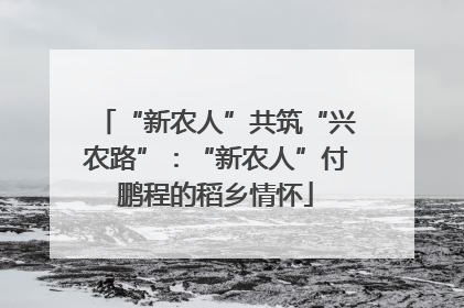 “新农人”共筑“兴农路”：“新农人”付鹏程的稻乡情怀