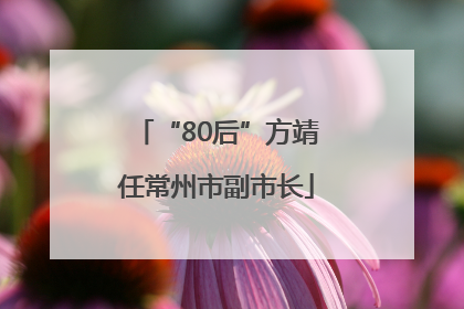 “80后”方靖任常州市副市长