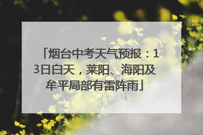烟台中考天气预报：13日白天，莱阳、海阳及牟平局部有雷阵雨