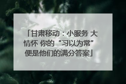 甘肃移动：小服务 大情怀 你的“习以为常”便是他们的满分答案