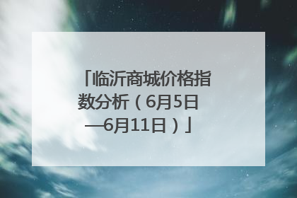 临沂商城价格指数分析（6月5日—6月11日）