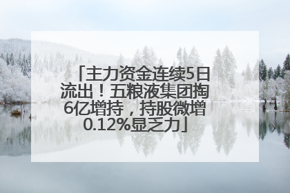 主力资金连续5日流出！五粮液集团掏6亿增持，持股微增0.12%显乏力