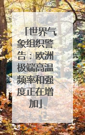 世界气象组织警告：欧洲极端高温频率和强度正在增加