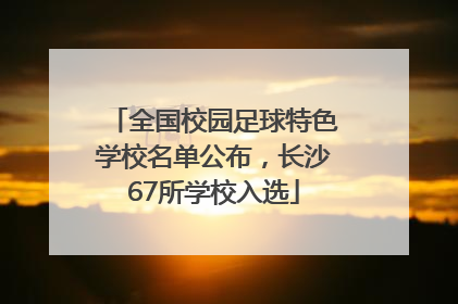 全国校园足球特色学校名单公布，长沙67所学校入选