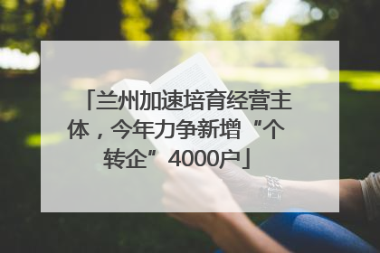 兰州加速培育经营主体，今年力争新增“个转企”4000户