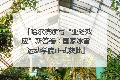 哈尔滨续写“亚冬效应”新答卷：国家冰雪运动学院正式获批