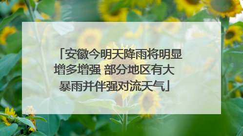 安徽今明天降雨将明显增多增强 部分地区有大暴雨并伴强对流天气