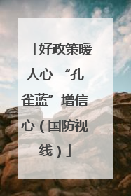 好政策暖人心 “孔雀蓝”增信心（国防视线）