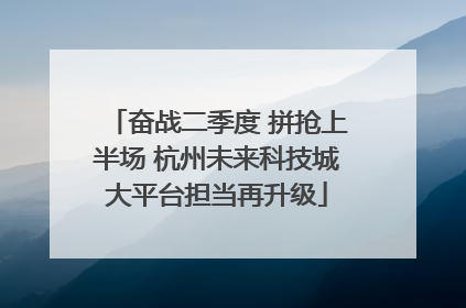 奋战二季度 拼抢上半场 杭州未来科技城大平台担当再升级
