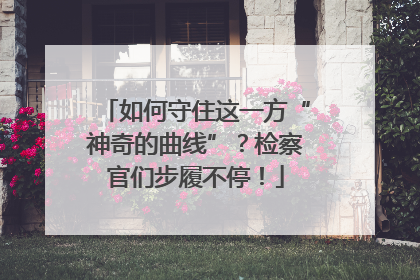 如何守住这一方“神奇的曲线”？检察官们步履不停！