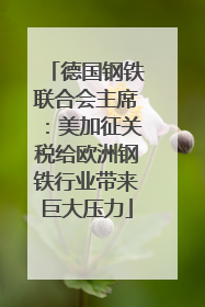 德国钢铁联合会主席：美加征关税给欧洲钢铁行业带来巨大压力