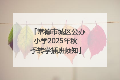 常德市城区公办小学2025年秋季转学插班须知