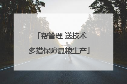 帮管理 送技术 多措保障夏粮生产