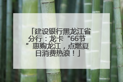 建设银行黑龙江省分行：龙卡“66节”惠购龙江，点燃夏日消费热浪！