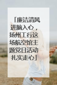 廉洁清风进脑入心，扬州工行这场航空馆主题党日活动扎实走心
