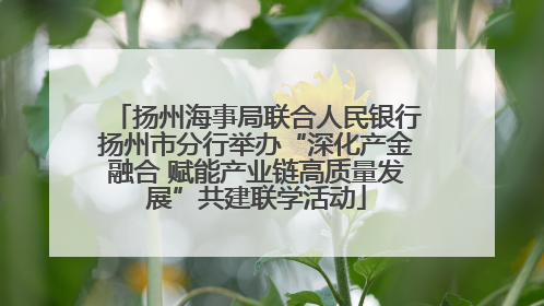 扬州海事局联合人民银行扬州市分行举办“深化产金融合 赋能产业链高质量发展”共建联学活动