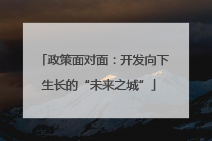 政策面对面：开发向下生长的“未来之城”