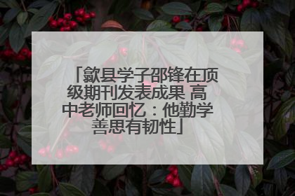 歙县学子邵锋在顶级期刊发表成果 高中老师回忆：他勤学善思有韧性