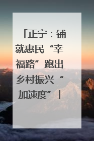 正宁：铺就惠民“幸福路”跑出乡村振兴“加速度”