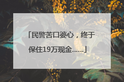 民警苦口婆心，终于保住19万现金……