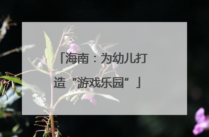 海南：为幼儿打造“游戏乐园”