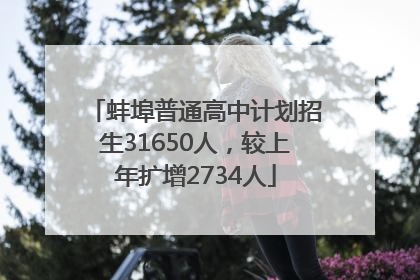 蚌埠普通高中计划招生31650人，较上年扩增2734人