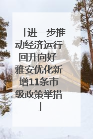 进一步推动经济运行回升向好 雅安优化新增11条市级政策举措