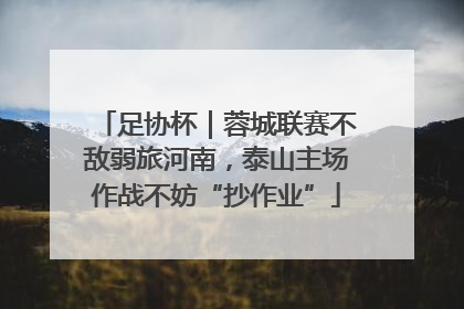 足协杯｜蓉城联赛不敌弱旅河南，泰山主场作战不妨“抄作业”