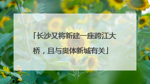 长沙又将新建一座跨江大桥，且与奥体新城有关