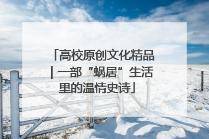 高校原创文化精品｜一部“蜗居”生活里的温情史诗