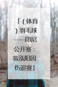 （体育）羽毛球——印尼公开赛：翁泓阳因伤退赛