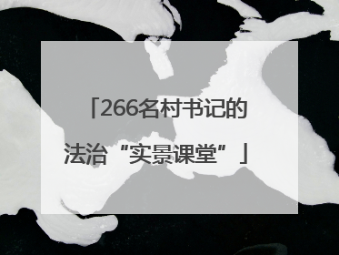 266名村书记的法治“实景课堂”